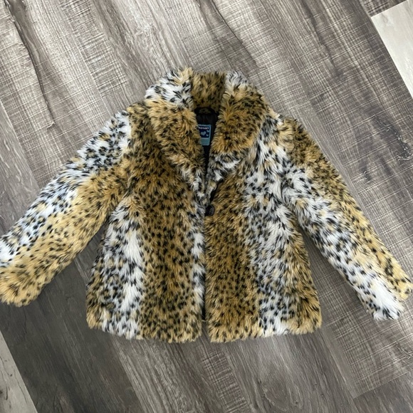 Old Navy Leopard Print Faux Fur Jacket Toddler Girls 5T - Picture 2 of 7